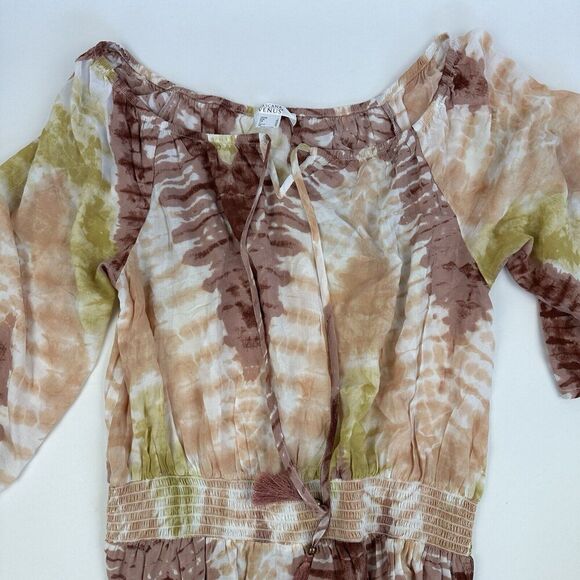 LASCANA By Venus Maxi Dress Tie Dye 3/4 Sleeve Boho Oversized Flowy Slits Sz L - Picture 7 of 16